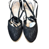 Adrianna Papell “Pamela” Black Martinique Lace Wedge Espadrille Sandals – Size 8 M
